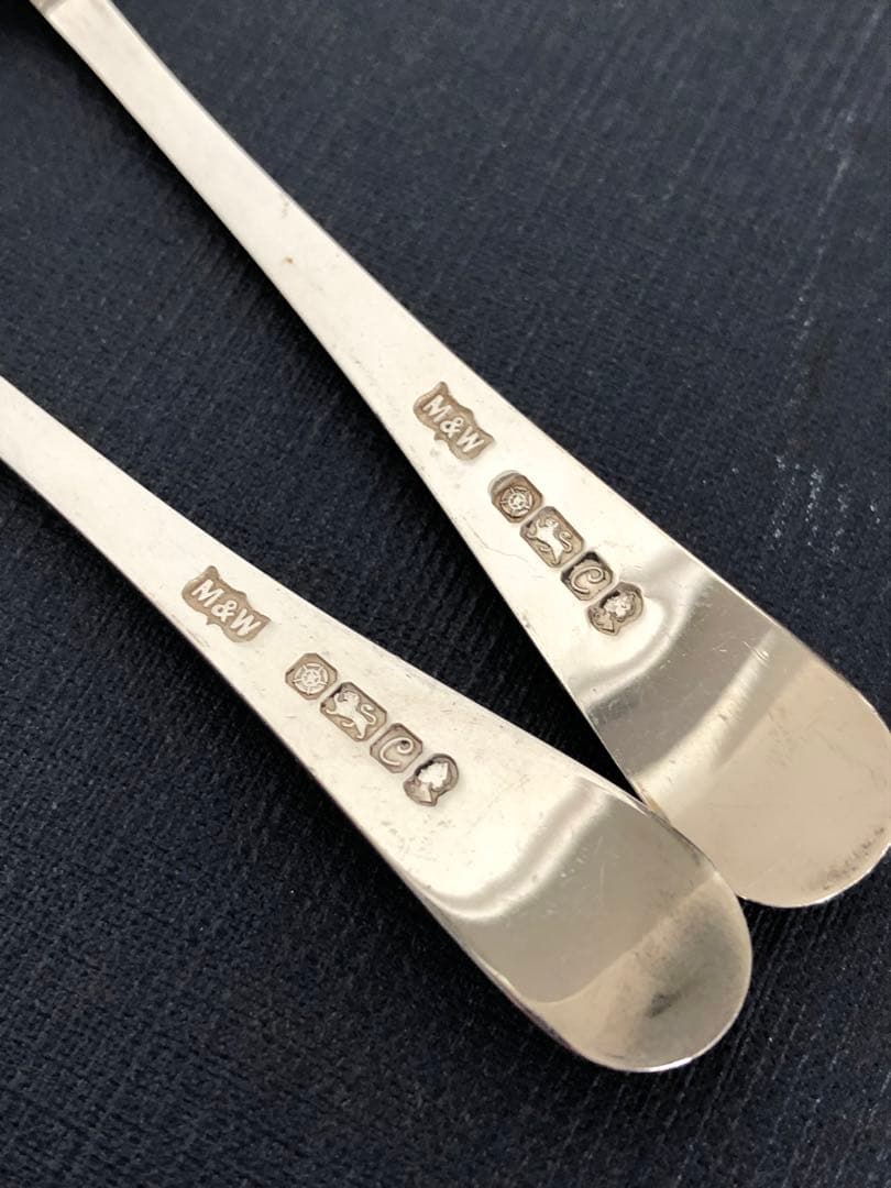 ヴィンテージ　マッピン＆ウェッブ　純銀製　記念ホールマーク　4種花柄　スプーン
