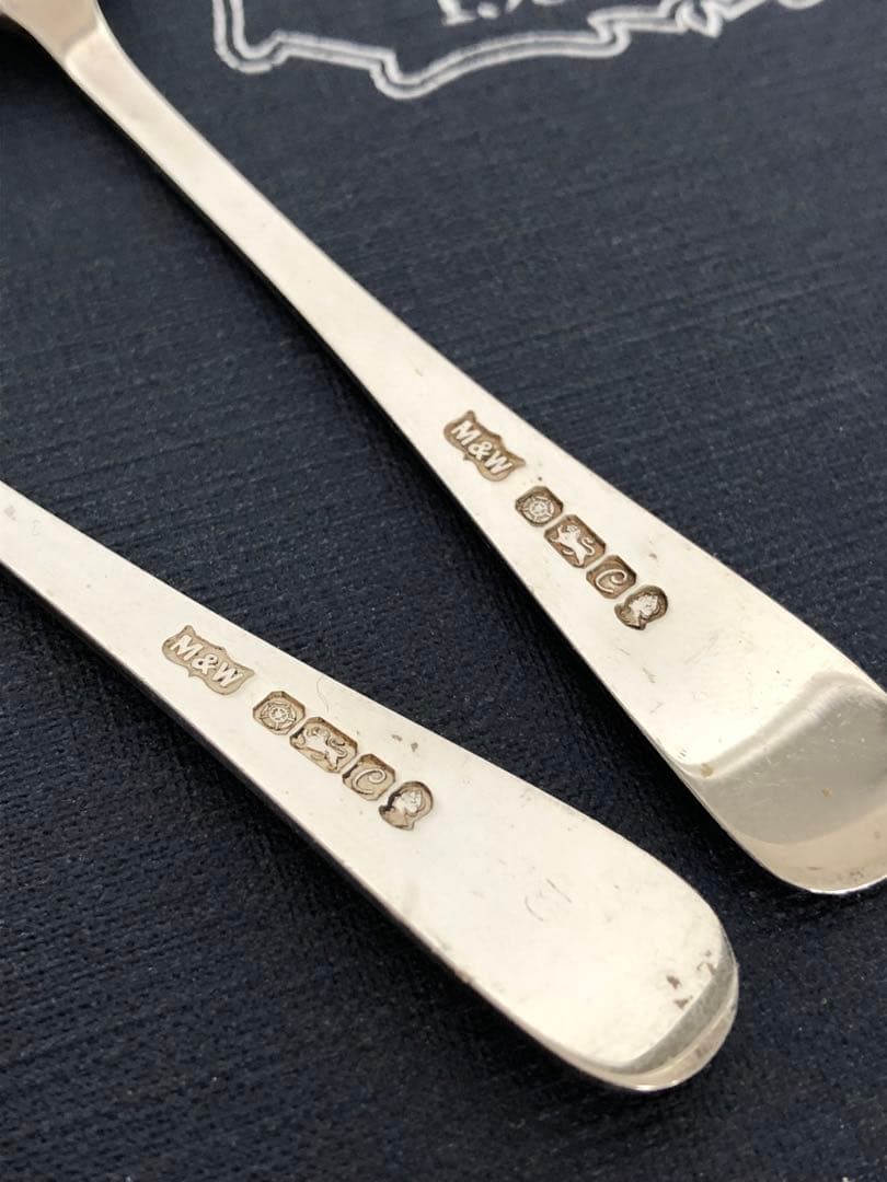 ヴィンテージ　マッピン＆ウェッブ　純銀製　記念ホールマーク　4種花柄　スプーン