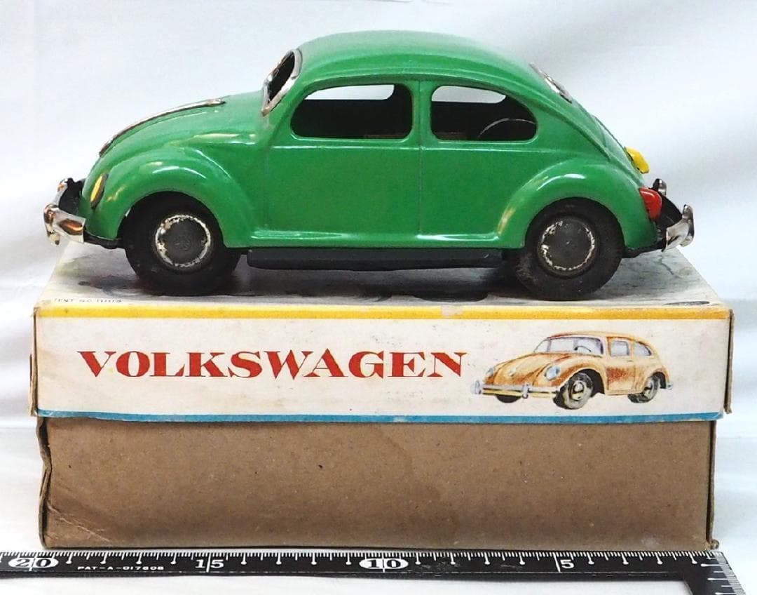 増田屋フォルクスワーゲン ビートル黄緑ブリキtin toy carミニチュア箱付