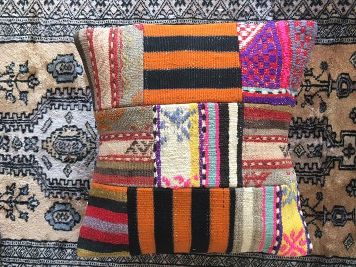 ビンテージラグ　トルコラグ　オールドキリム　クッションカバー　パッチワーク⑩