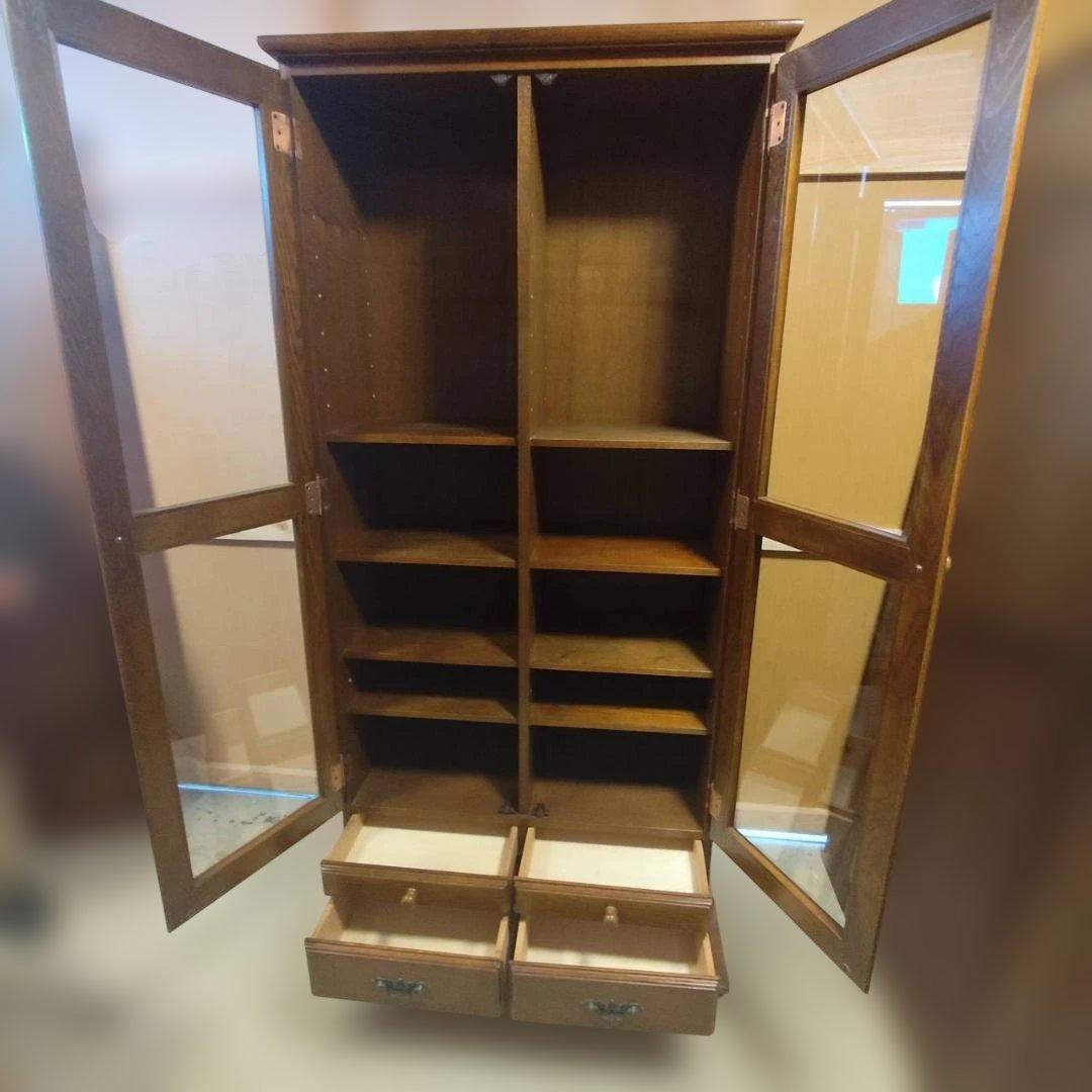 越後民芸 飾り棚 キャビネット 食器棚 本棚 天然木 アンティーク