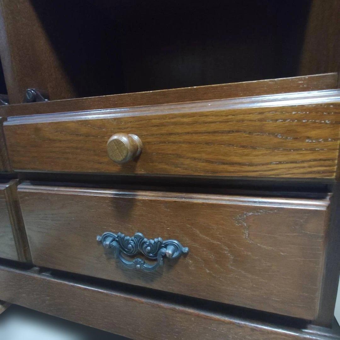 越後民芸 飾り棚 キャビネット 食器棚 本棚 天然木 アンティーク