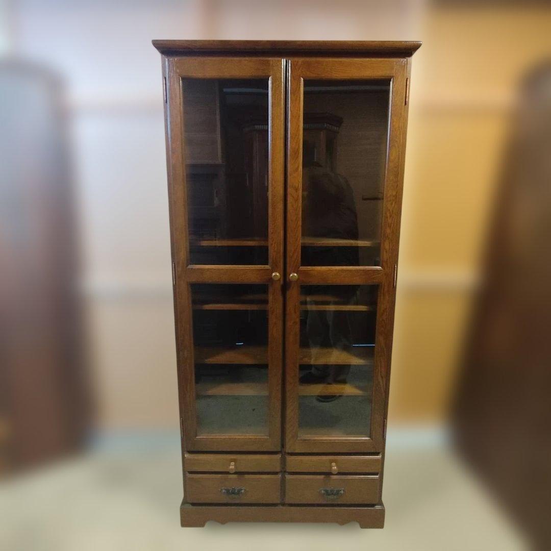 越後民芸 飾り棚 キャビネット 食器棚 本棚 天然木 アンティーク