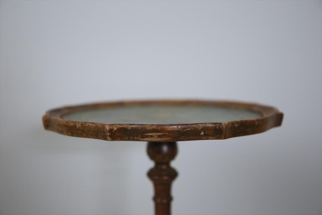 英国アンティーク木製ワインテーブル/サイドテーブル/丸机/飾り棚(89-67-1