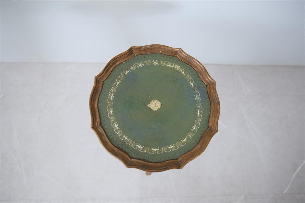 英国アンティーク木製ワインテーブル/サイドテーブル/丸机/飾り棚(89-67-1