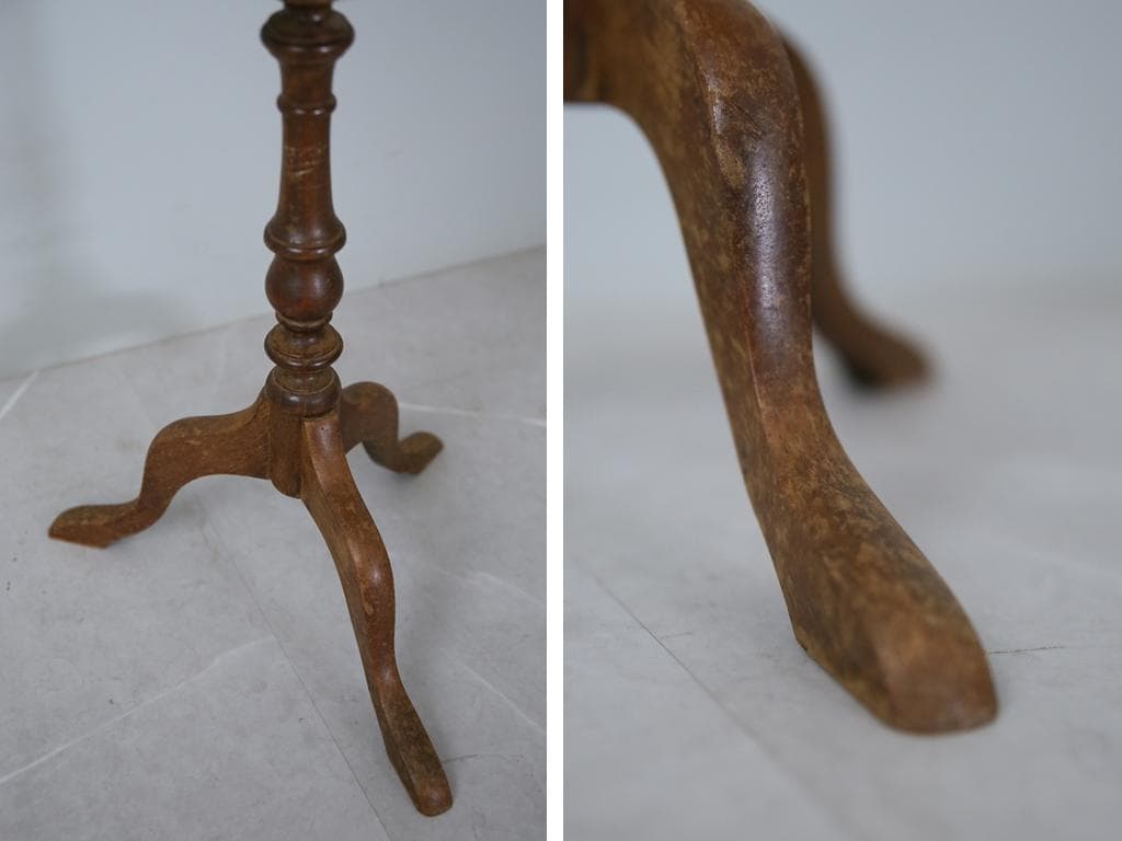 英国アンティーク木製ワインテーブル/サイドテーブル/丸机/飾り棚(89-67-1