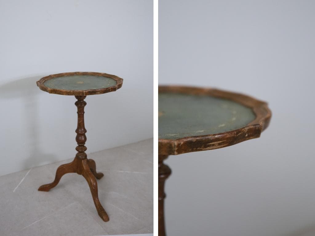 英国アンティーク木製ワインテーブル/サイドテーブル/丸机/飾り棚(89-67-1