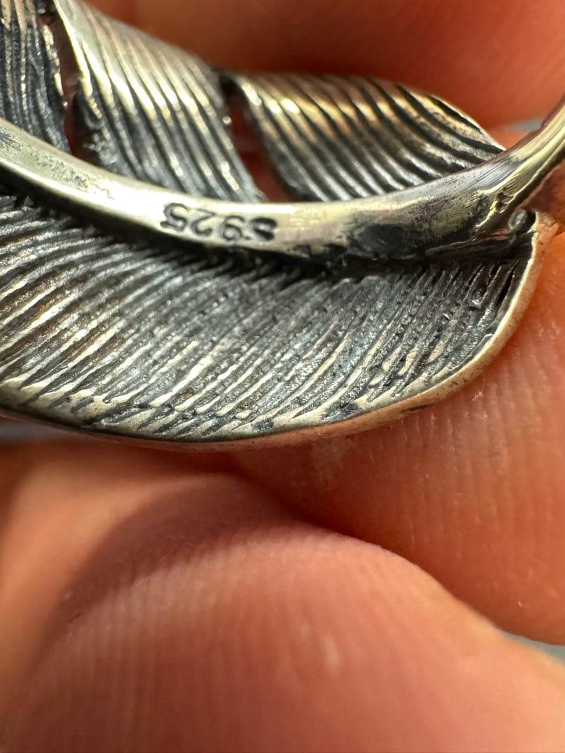 シルバー925素材　フェザーリング　特大フェザー　イーグルリング