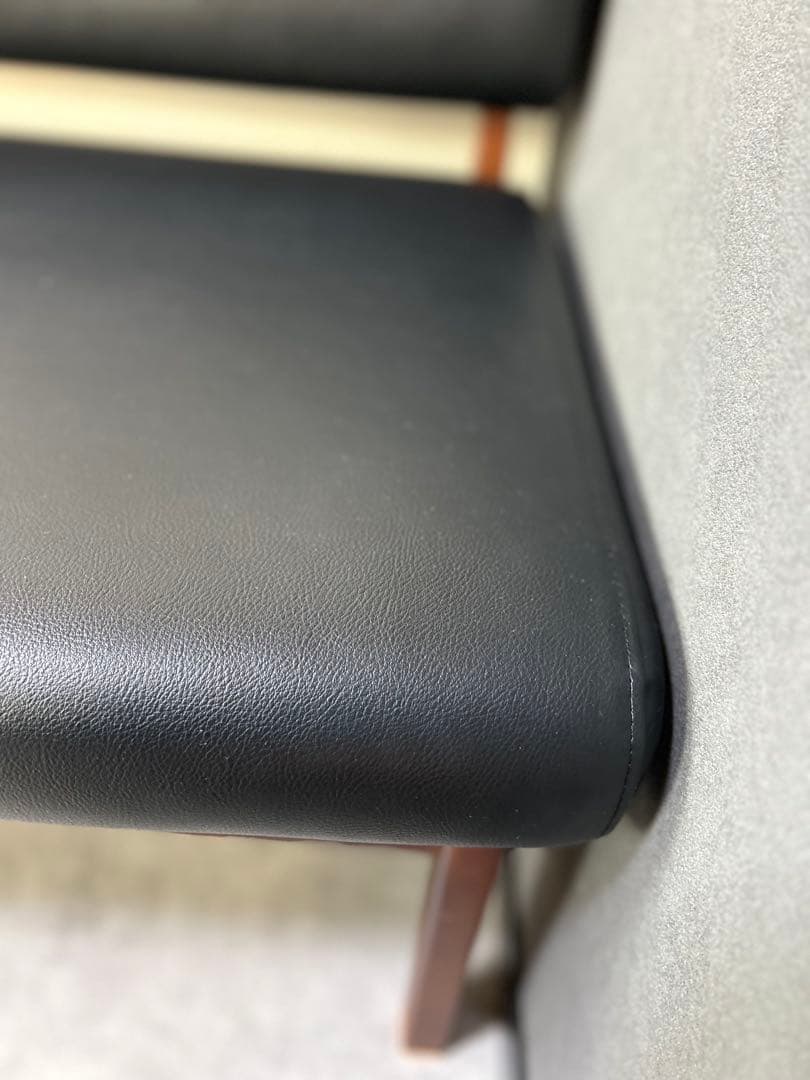 ソファー　カウチソファー黒 合成皮革ソファ125cm直接引き取りダイニングソファ