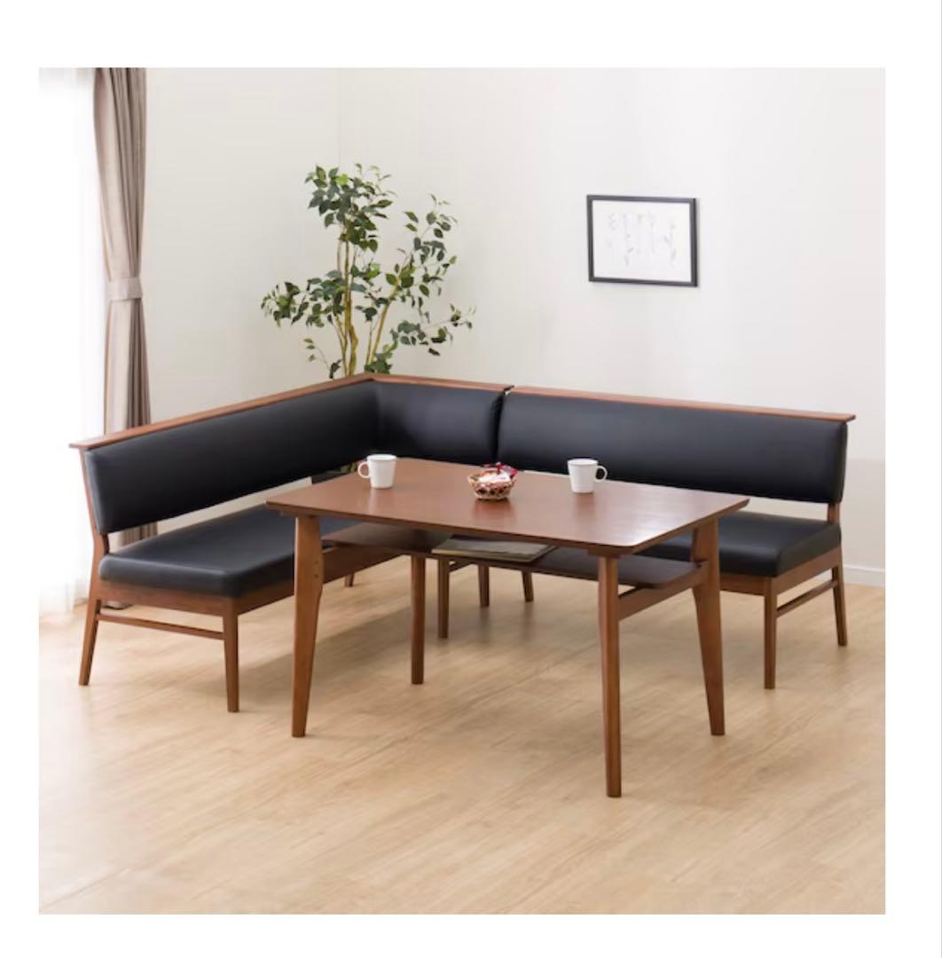 ソファー　カウチソファー黒 合成皮革ソファ125cm直接引き取りダイニングソファ