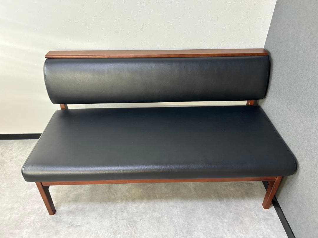 ソファー　カウチソファー黒 合成皮革ソファ125cm直接引き取りダイニングソファ