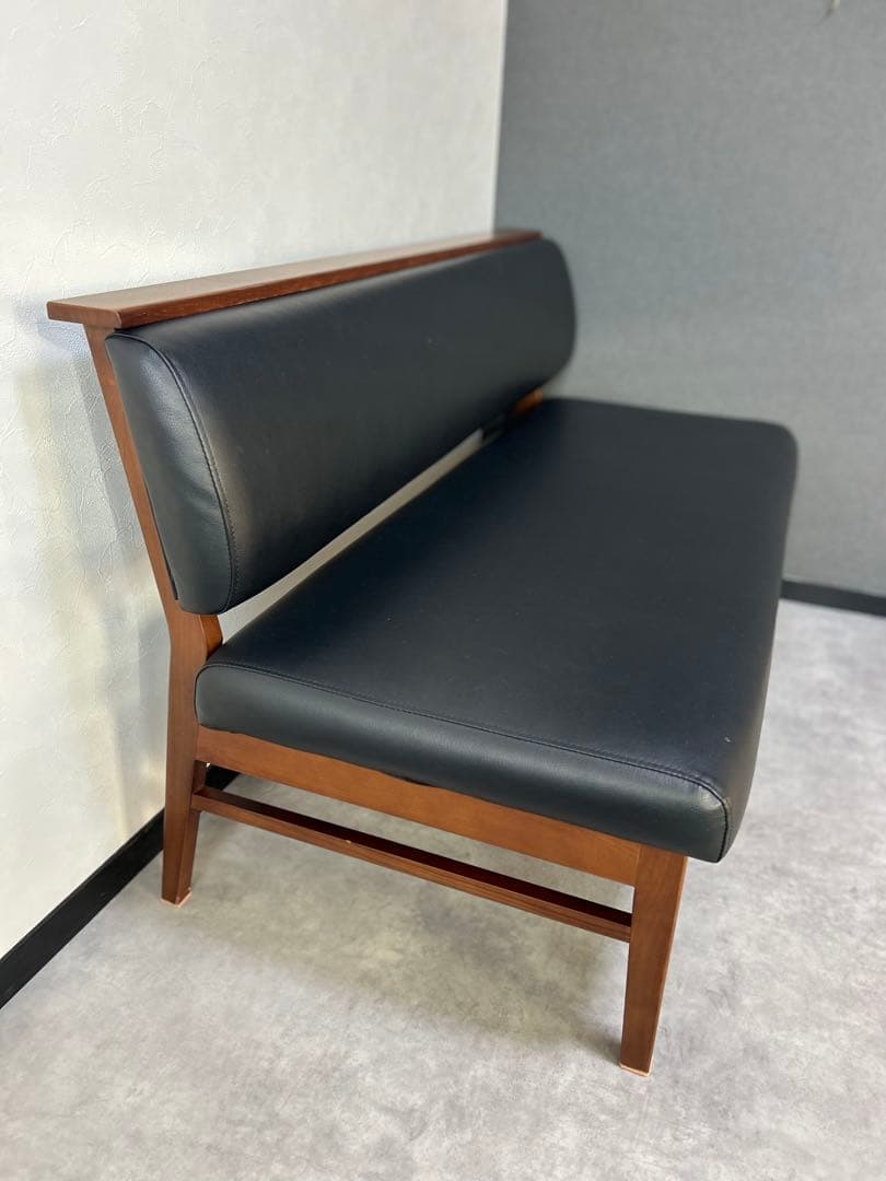 ソファー　カウチソファー黒 合成皮革ソファ125cm直接引き取りダイニングソファ