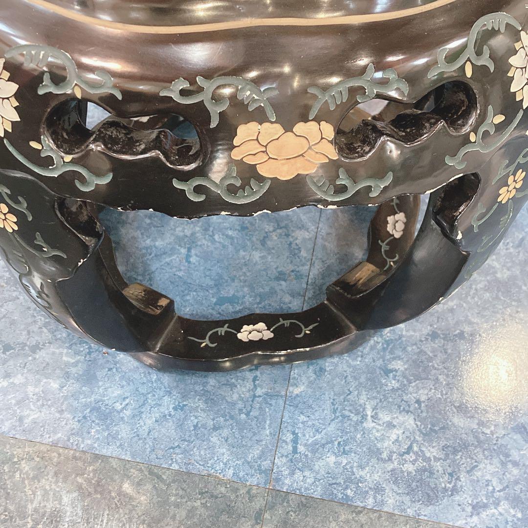 中国美術 サイドテーブル 木製 ブラック 骨董 アンティーク ヴィンテージ