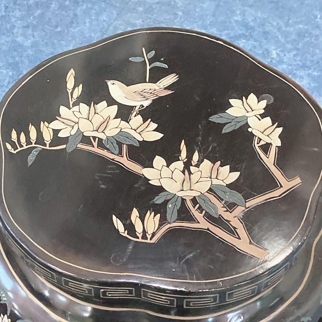 中国美術 サイドテーブル 木製 ブラック 骨董 アンティーク ヴィンテージ