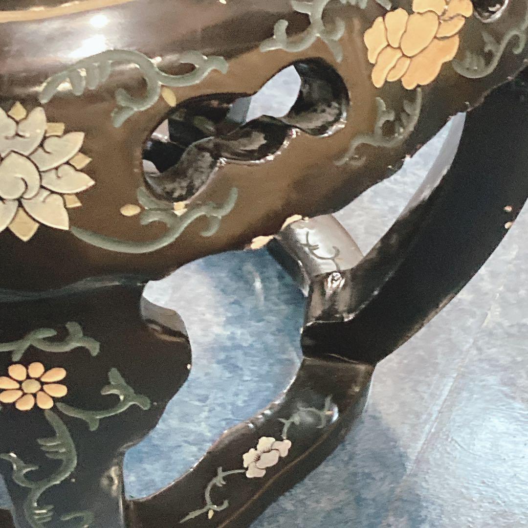 中国美術 サイドテーブル 木製 ブラック 骨董 アンティーク ヴィンテージ