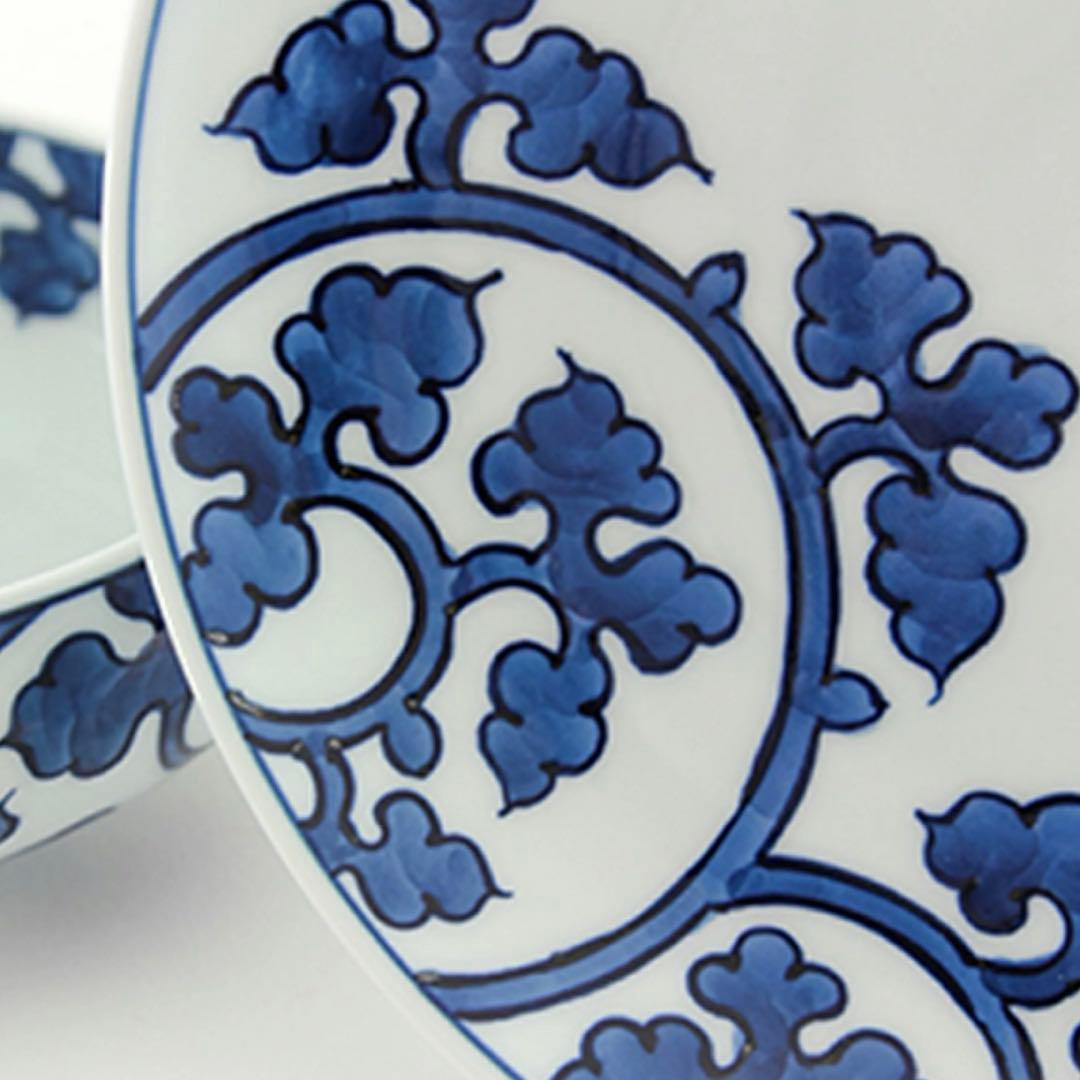 有田焼 源右衛門窯 染付唐草文 組皿 1組 スープ皿 受皿 セット　青