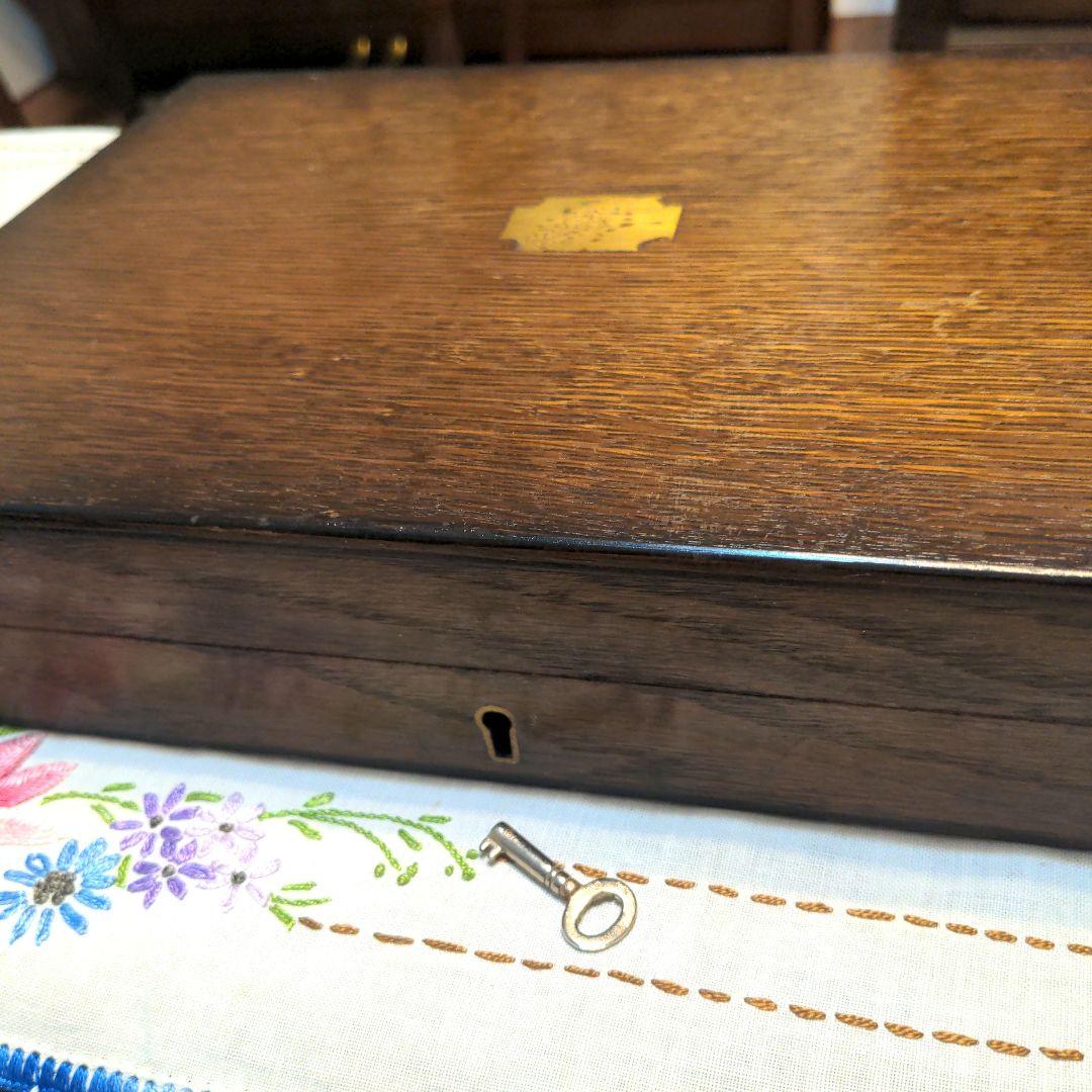 アンティーク　アールデコ　白蝶貝(マザーオパール)デザート用セット　木箱入り