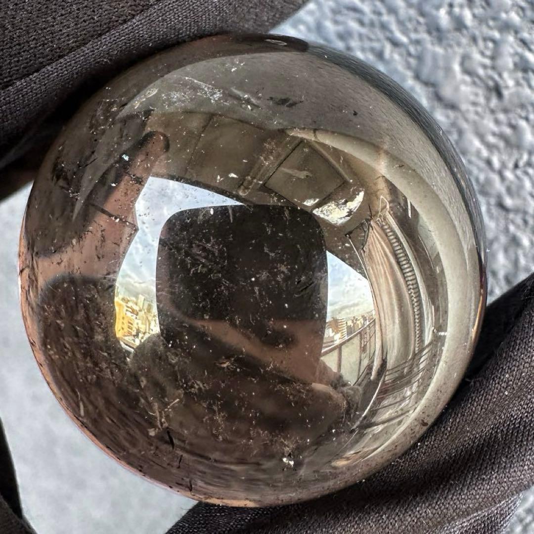 開運 魔除 ❗️レインボー☆スモーキークォーツ丸玉☆パワーストーン天然石A1306