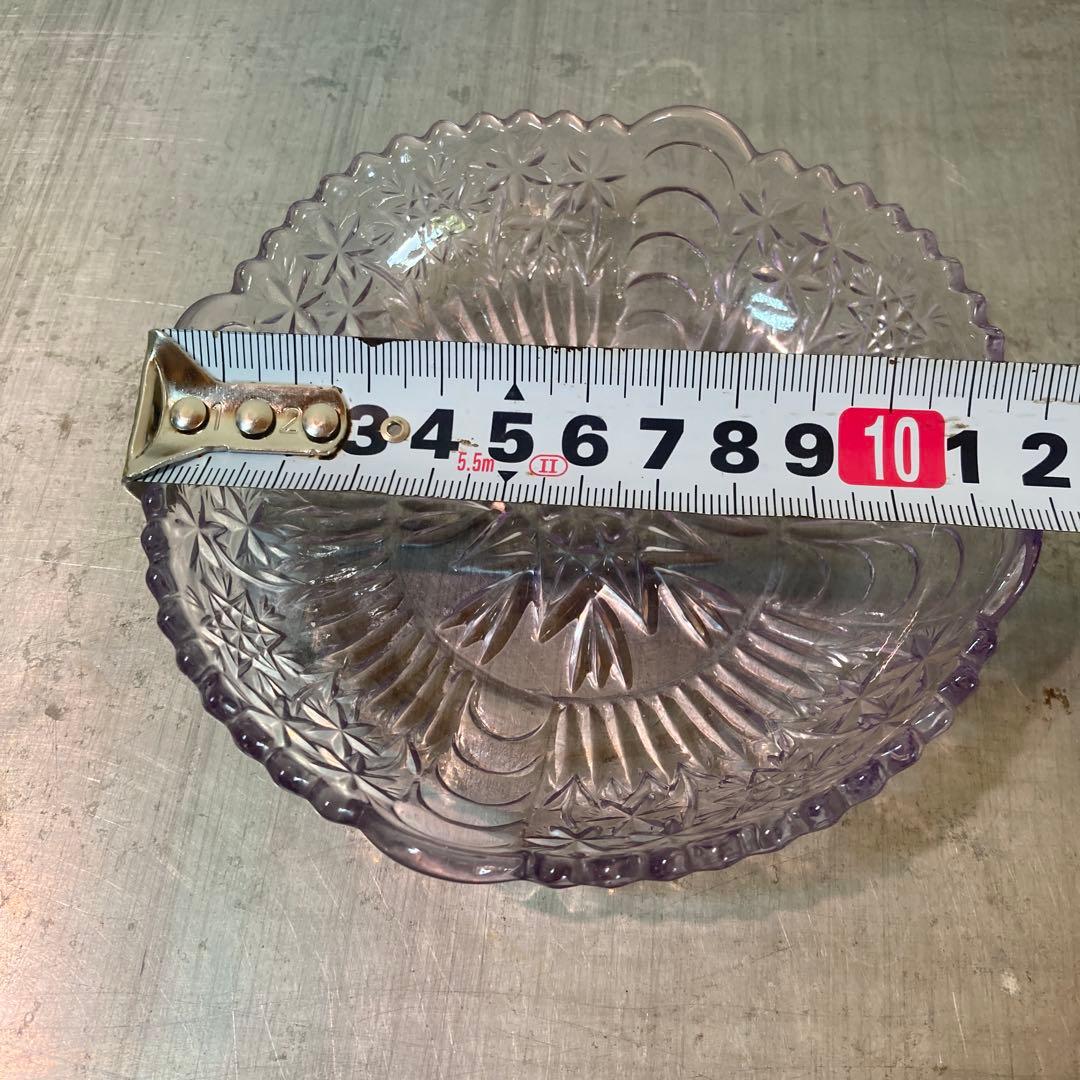 ビンテージキリコガラス皿パープル飾り皿レトロ