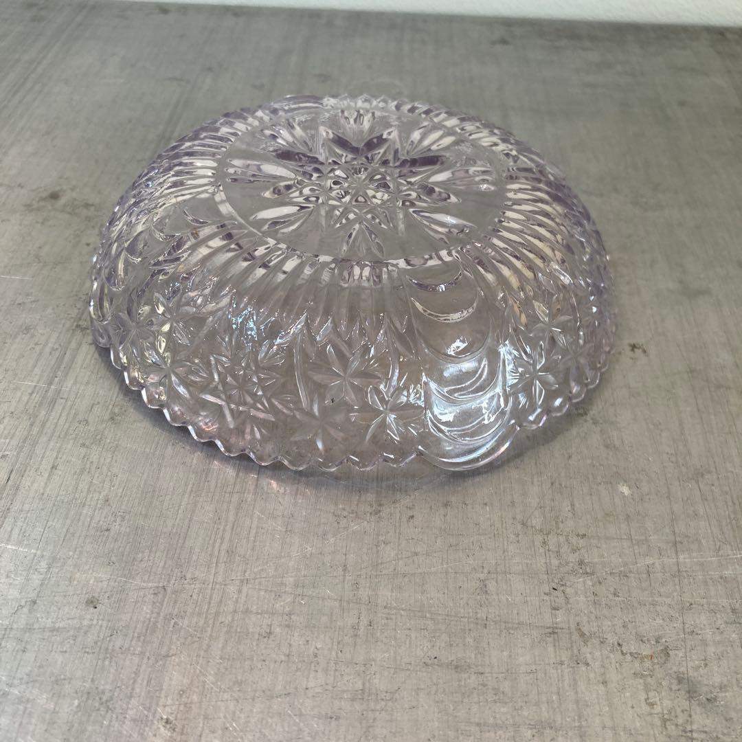 ビンテージキリコガラス皿パープル飾り皿レトロ