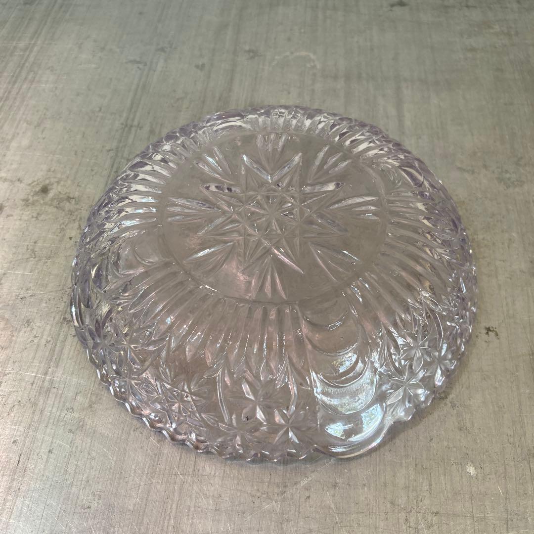 ビンテージキリコガラス皿パープル飾り皿レトロ