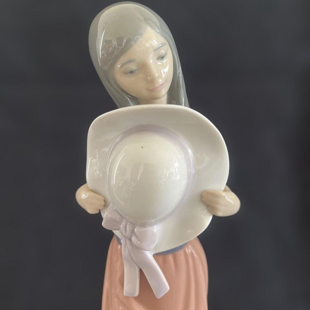 リヤドロ サンハット ガールズ バッシュフルガール 麦わら帽子 置物#5007