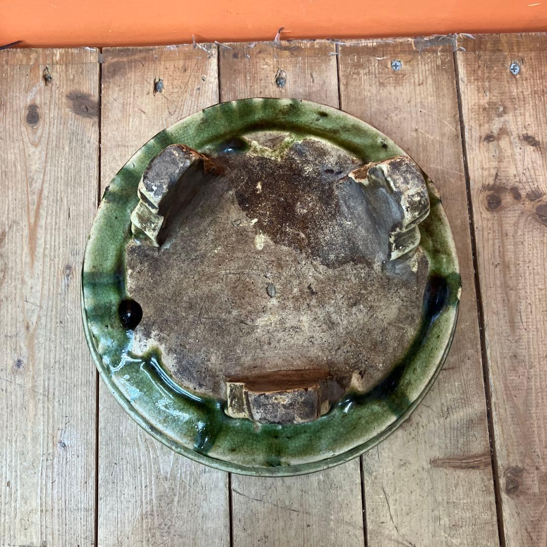 D-壁 盆栽鉢 睡蓮鉢 メダカ鉢 水盤 花器 陶器鉢 龍 雲龍 緑釉 貫入