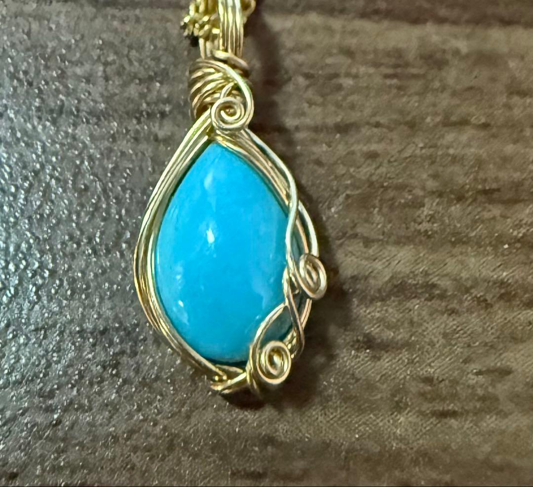 フカネ巻き　スリーピングビューティー　ターコイズ のネックレス　ピアスセット