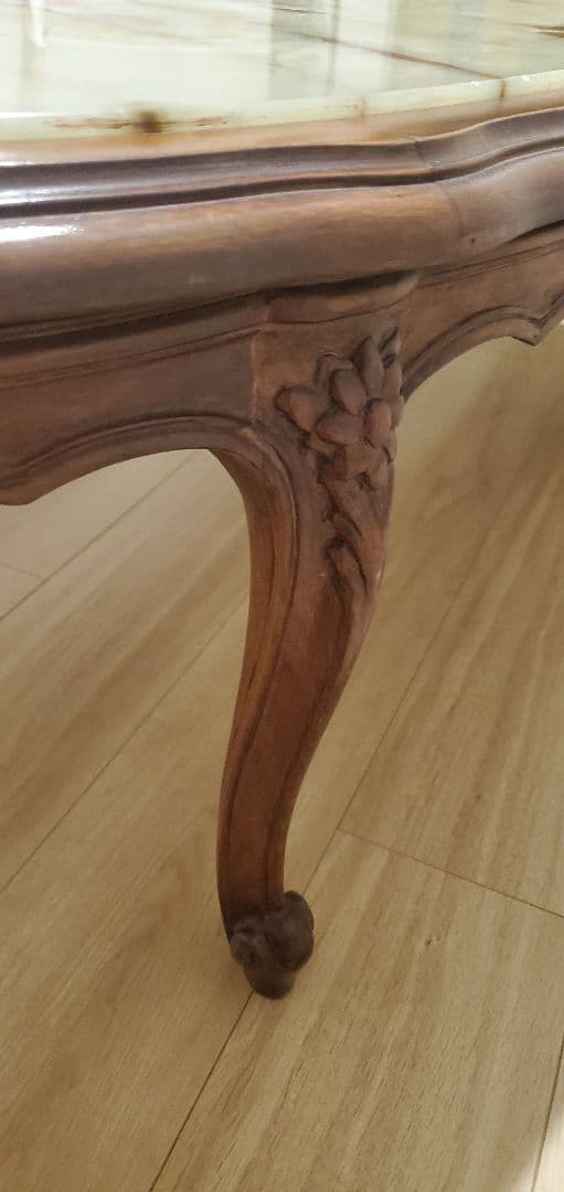 イタリア製】天然石グリーンオニキス センターテーブル 猫脚 大理石