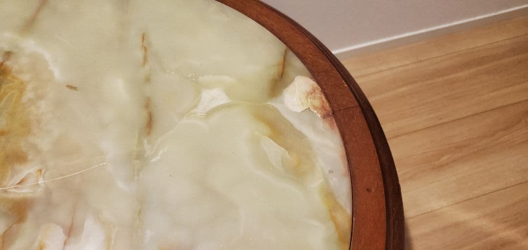 イタリア製】天然石グリーンオニキス センターテーブル 猫脚 大理石