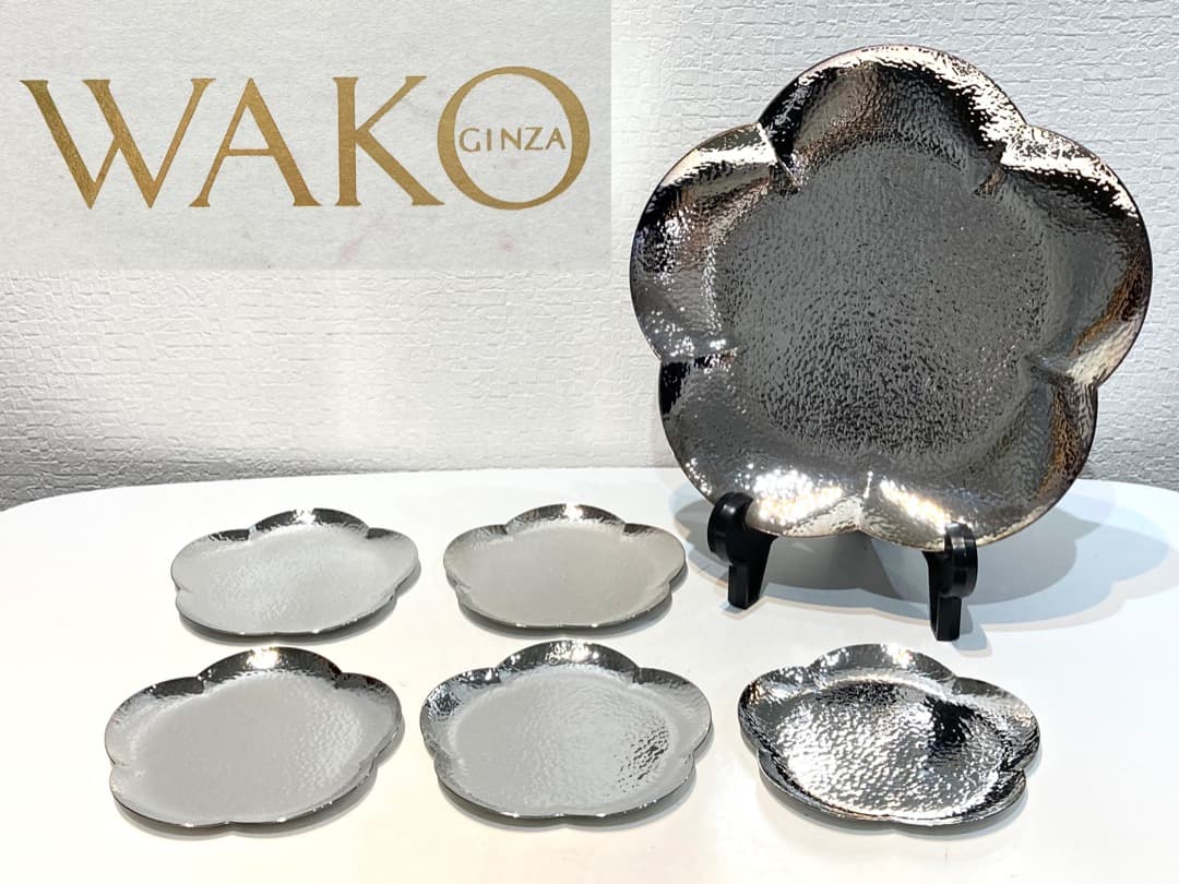 587【GINZA WAKO プレート 6枚セット】銀座和光 銀仕上げ 箱付 - メルカリ