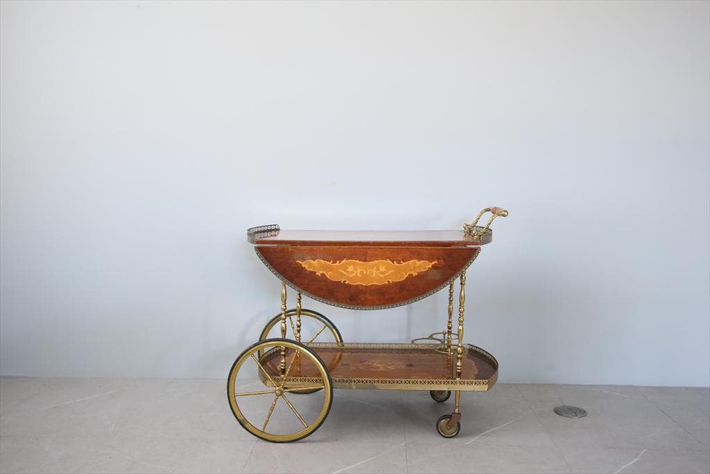 フランスアンティークドロップリーフキッチンワゴン/トロリーテーブル(88-192