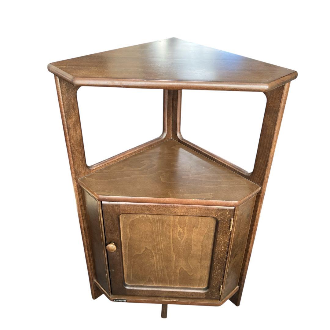 Karimoku カリモク 三角コーナータイプ 電話台 花台 収納棚 ビンテージ
