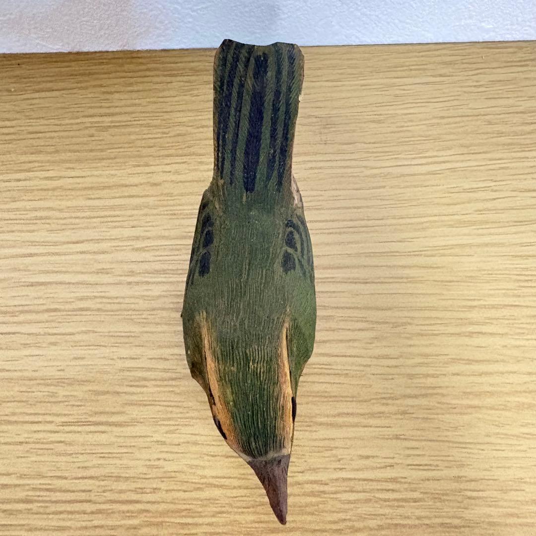 【激レア】 上野玉水作 木彫 鶯 骨董品 名前入り