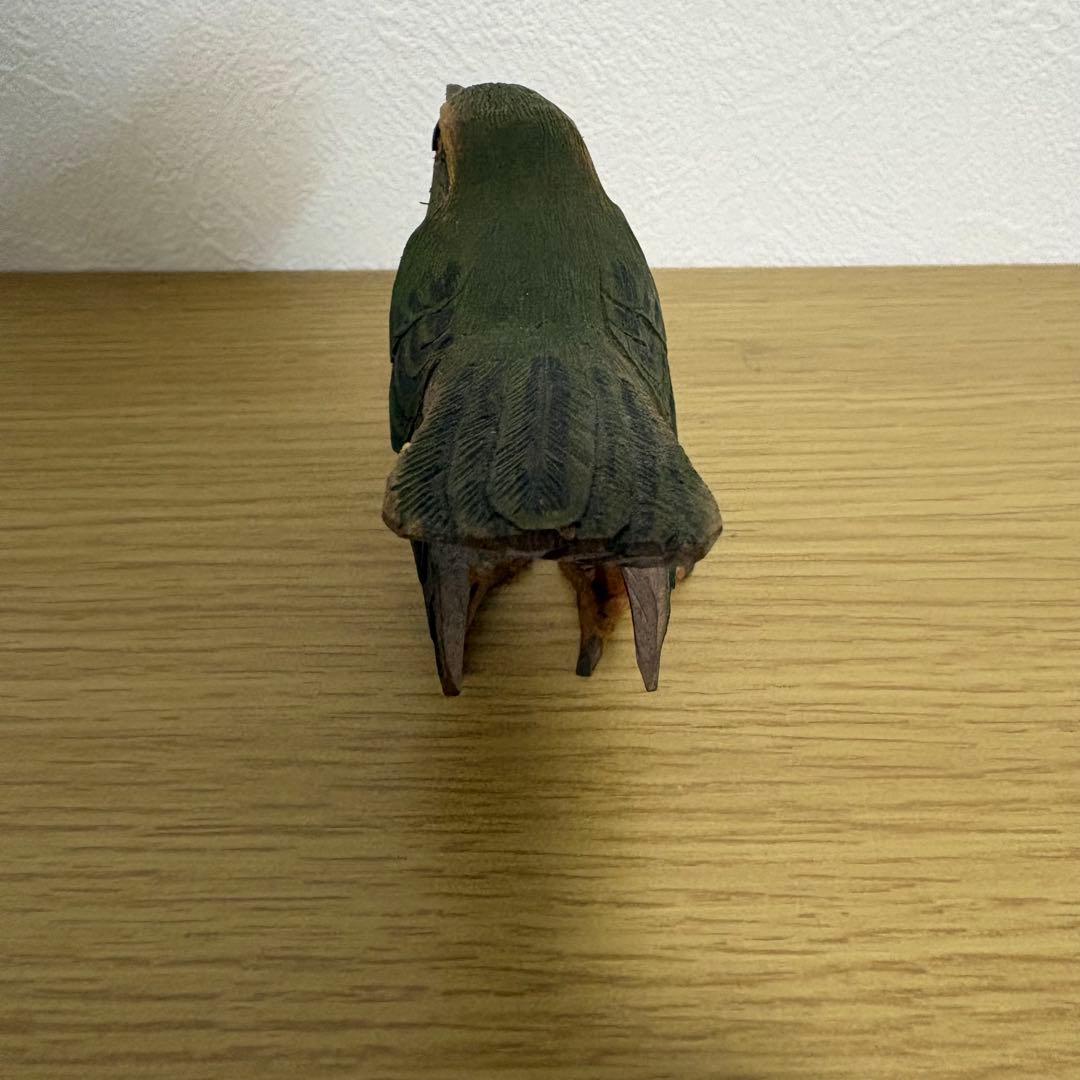 【激レア】 上野玉水作 木彫 鶯 骨董品 名前入り