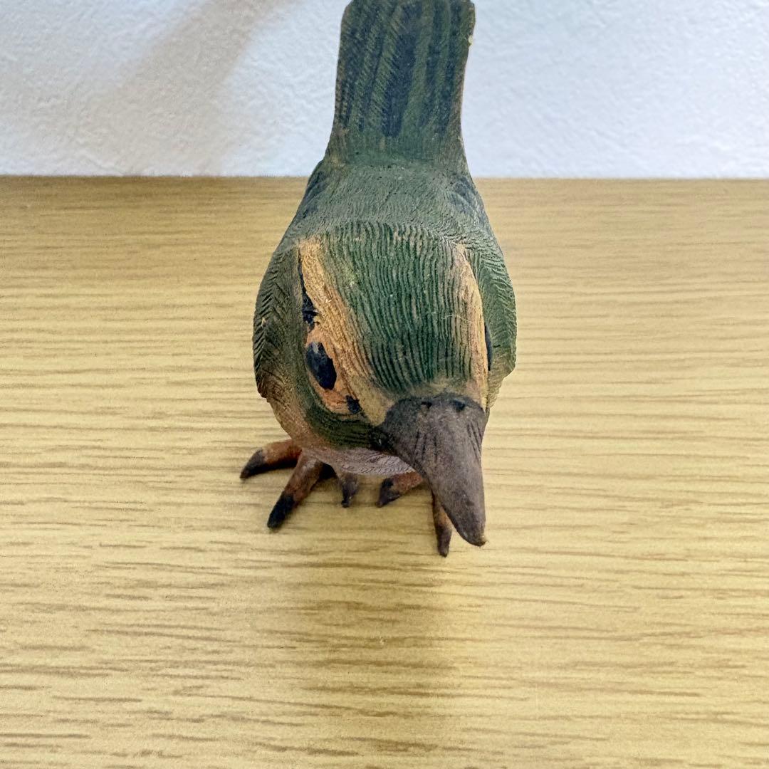 【激レア】 上野玉水作 木彫 鶯 骨董品 名前入り