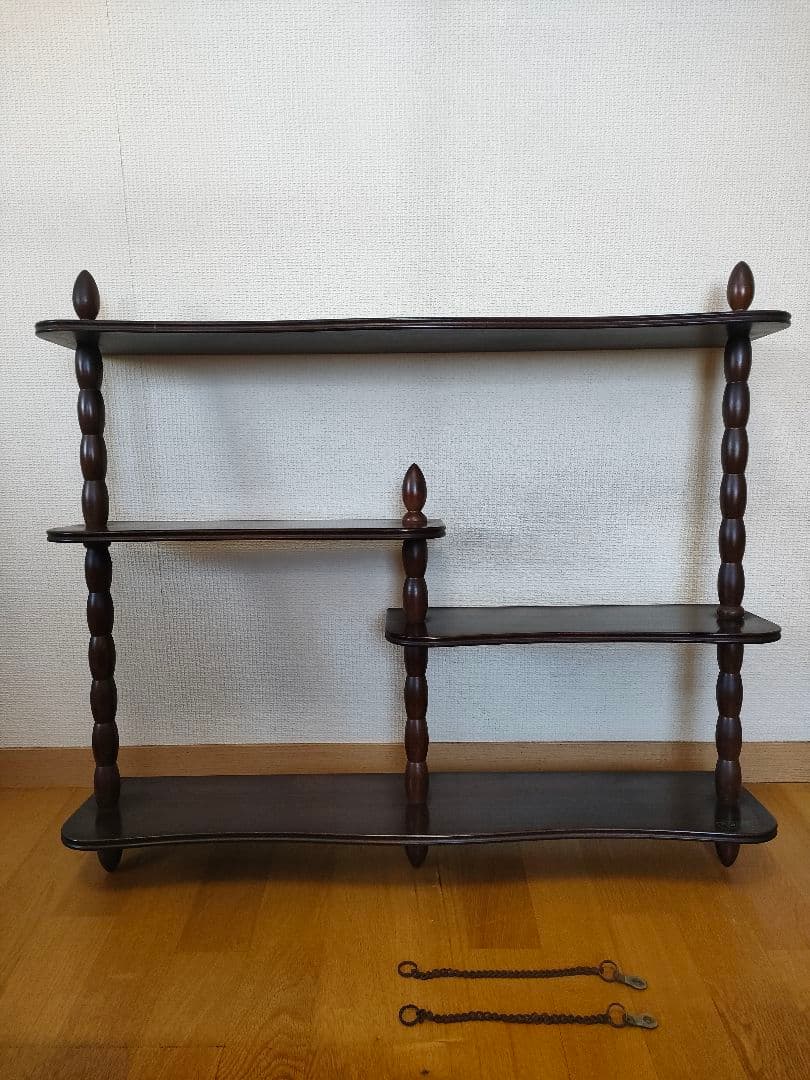 NAJIKO 木製3段　壁掛けシェルフ　ミッドセンチュリー　飾り棚　古家具