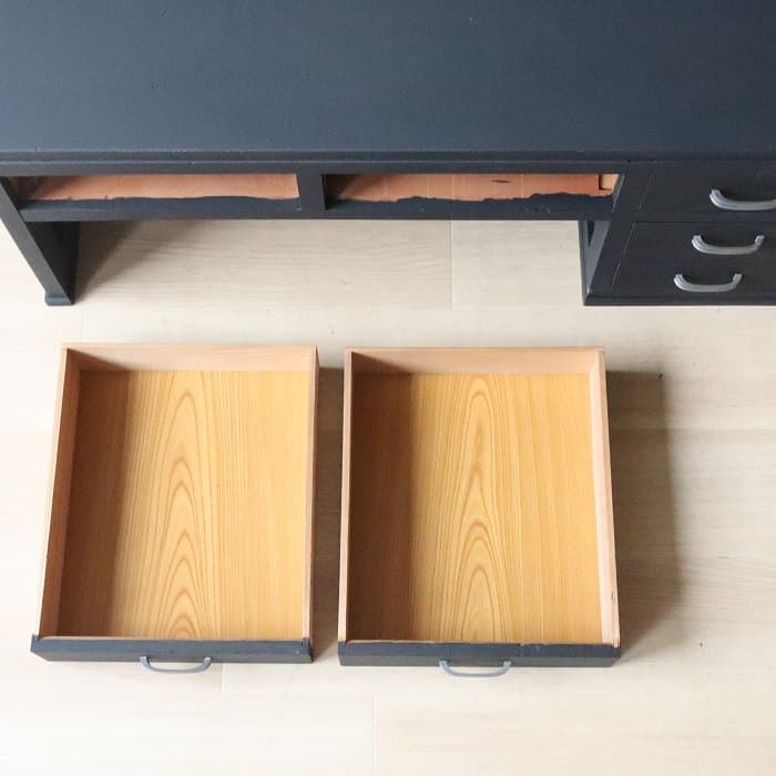 アンティーク 引き出し5杯 黒色 文机 古家具 古道具 レトロ
