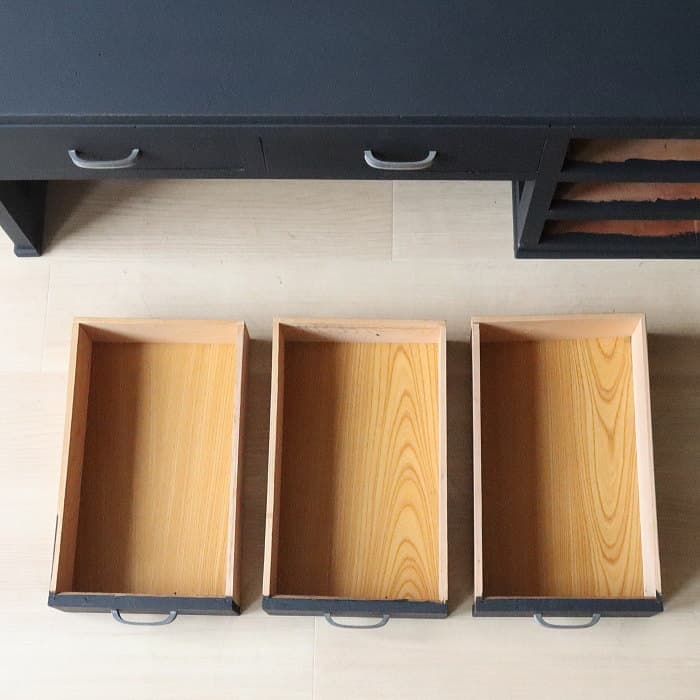 アンティーク 引き出し5杯 黒色 文机 古家具 古道具 レトロ