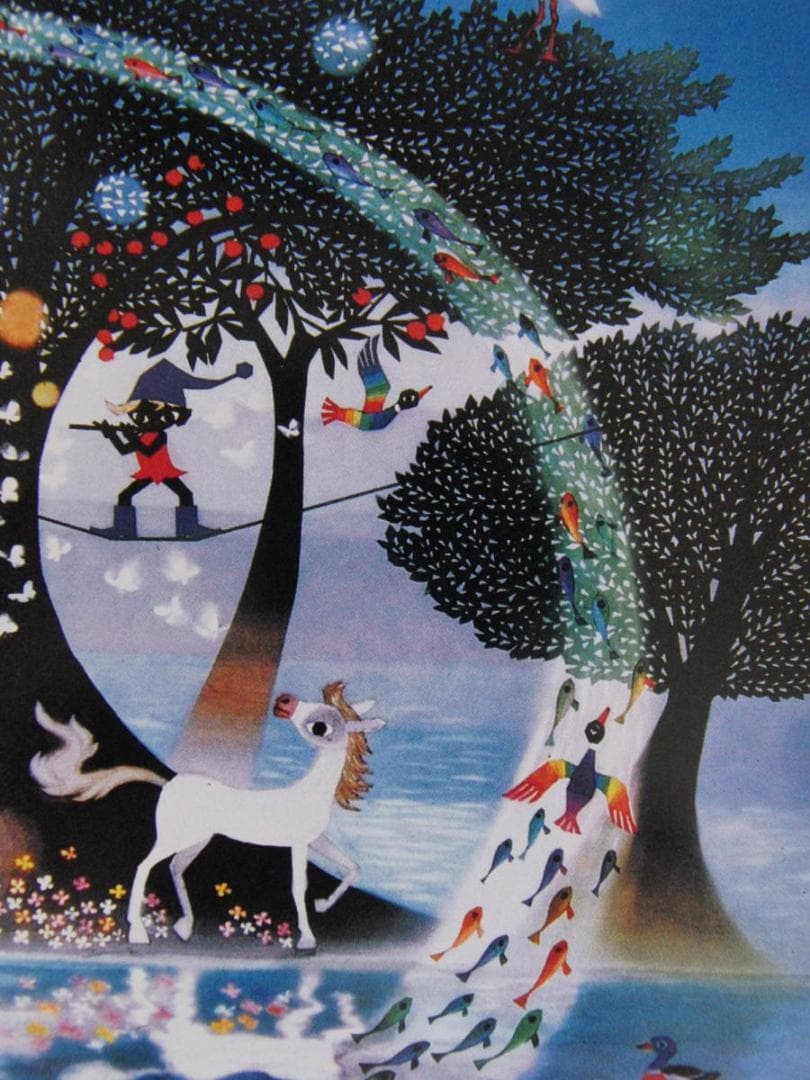 藤城清治、【生きるよろこび】、希少な額装用画集より、状態良好、新品