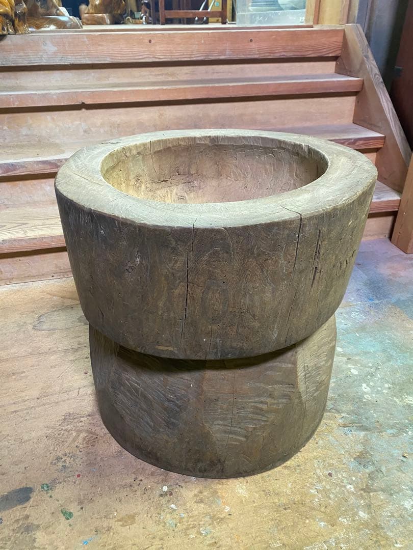 お餅つき　臼　レトロ　置物　工芸品　骨董品　インテリア　017