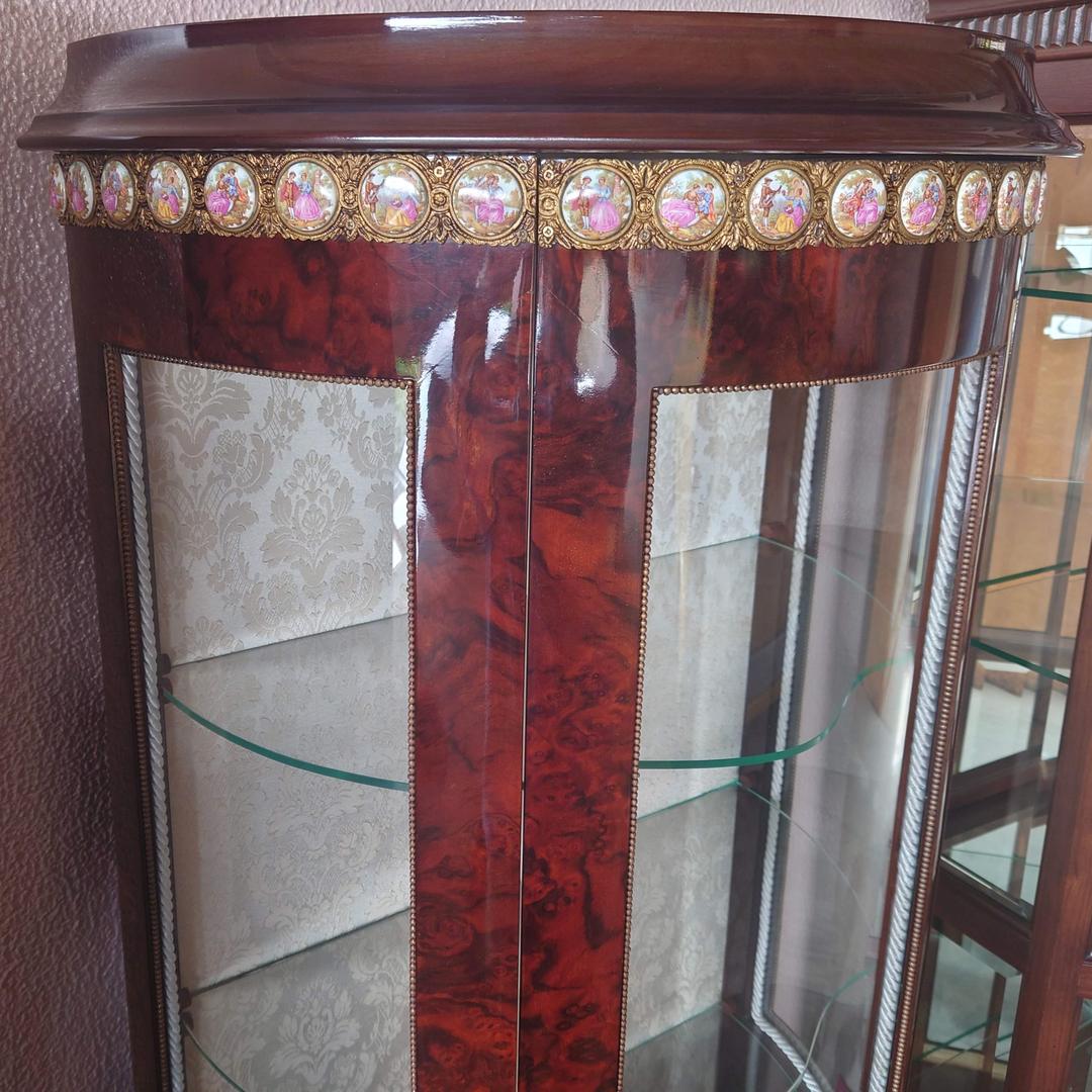 スペイン アンティーク飾り棚 マホガニーローズウッド キャビネット