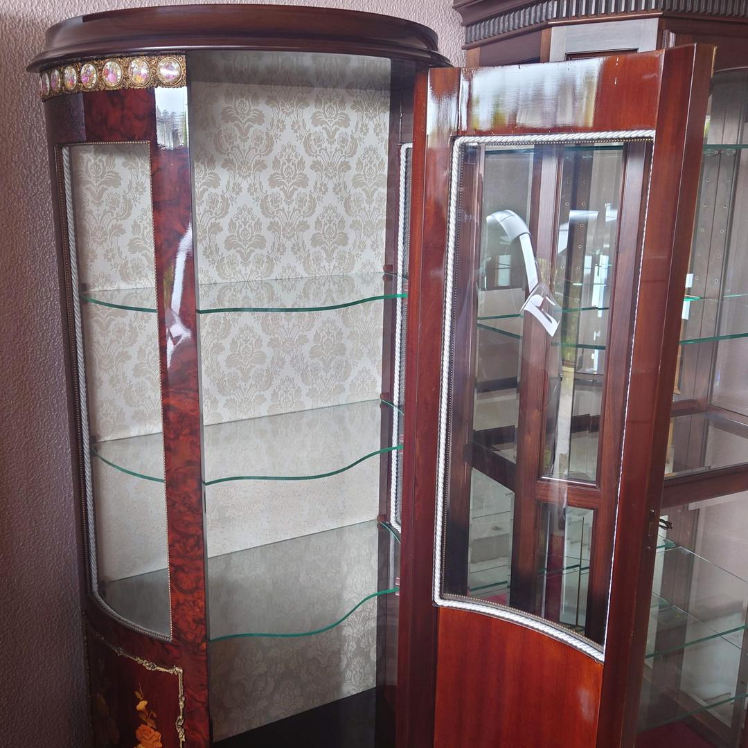 スペイン アンティーク飾り棚 マホガニーローズウッド キャビネット