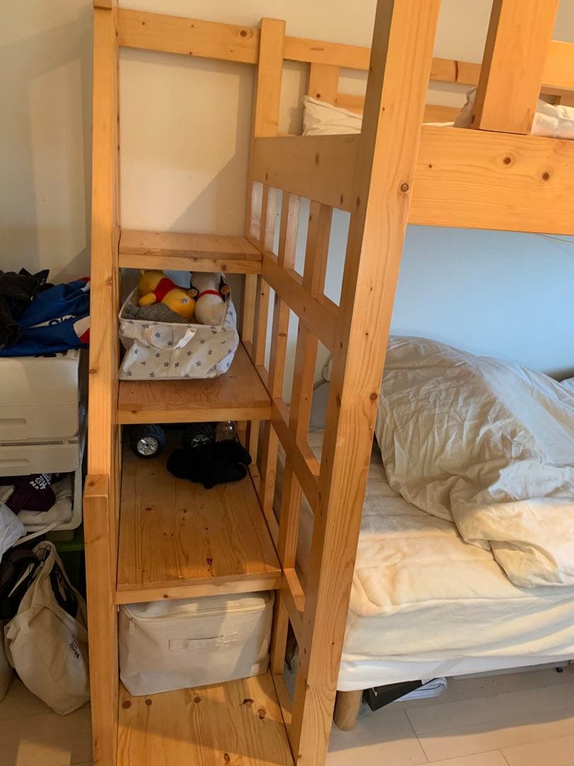 【配送要相談】★木製ロフトベッド 宮棚　階段下収納