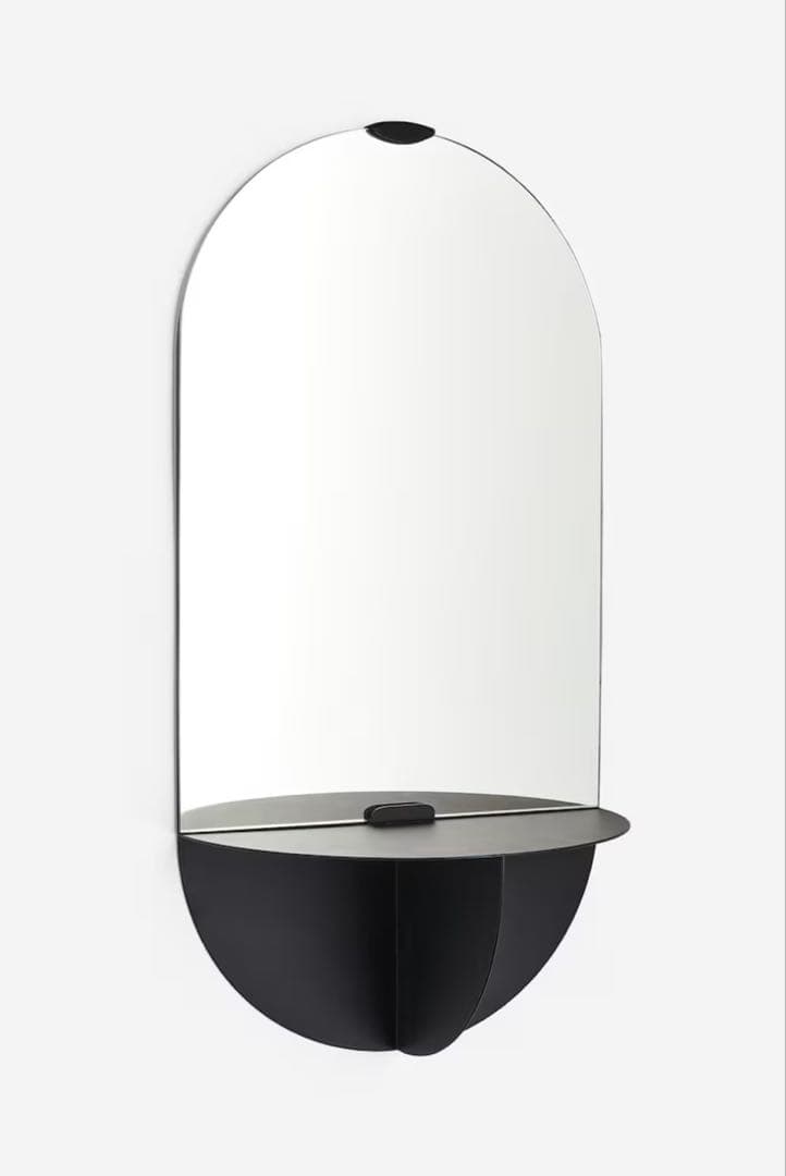 新品未使用 〈 〉 シェルフ付きミラー　ブラック