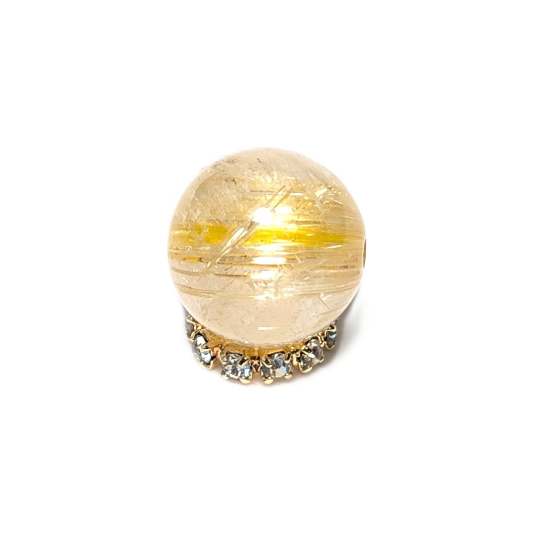 一点物 キャッツアイ効果 タイチンルチル 10ミリ 粒売り 貫通穴あり ギフト