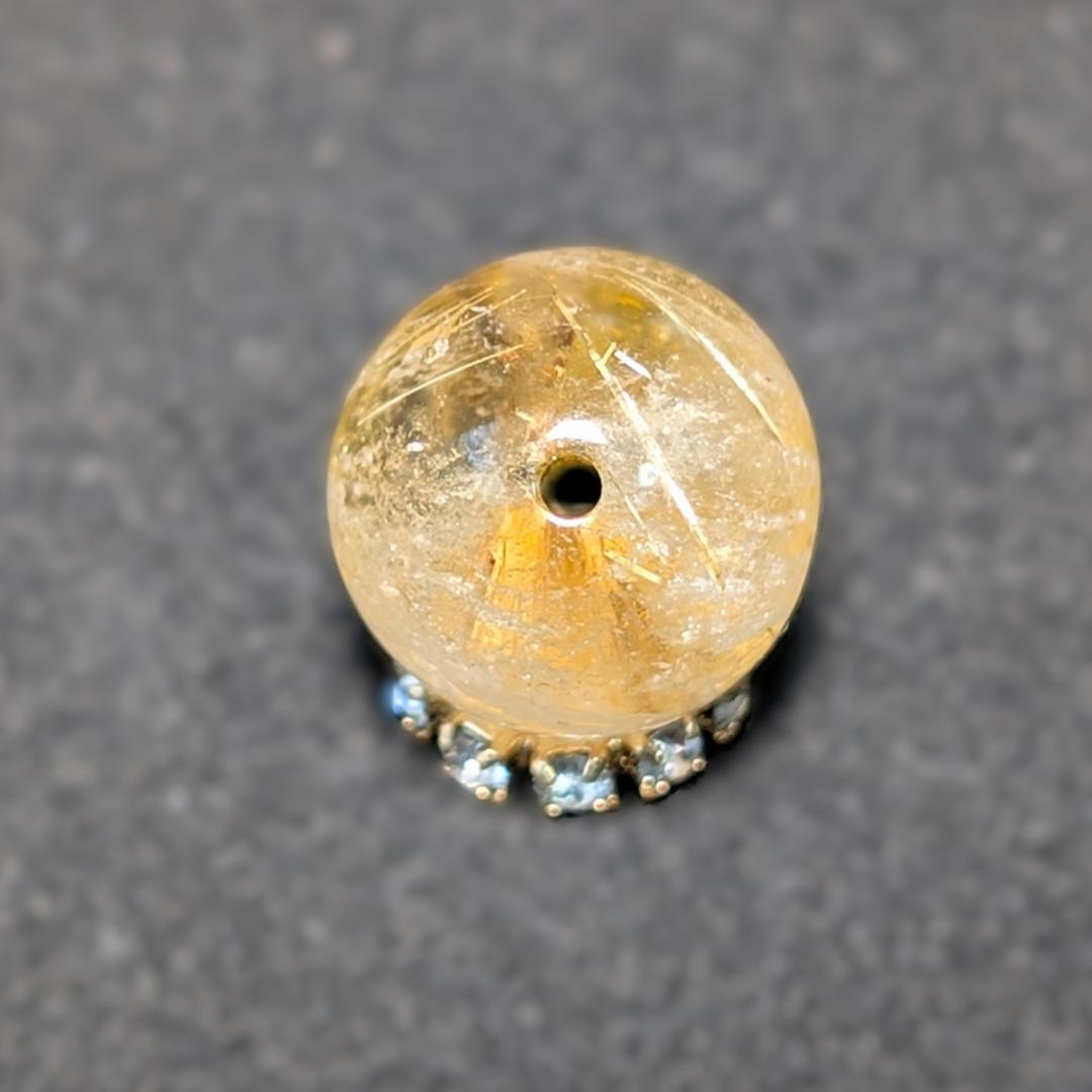 一点物 キャッツアイ効果 タイチンルチル 10ミリ 粒売り 貫通穴あり ギフト