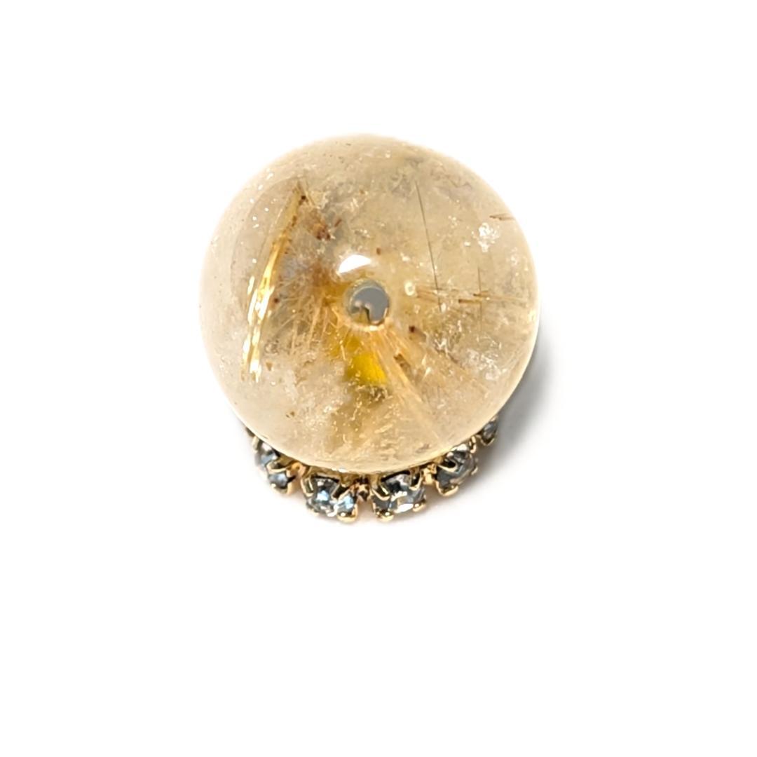 一点物 キャッツアイ効果 タイチンルチル 10ミリ 粒売り 貫通穴あり ギフト