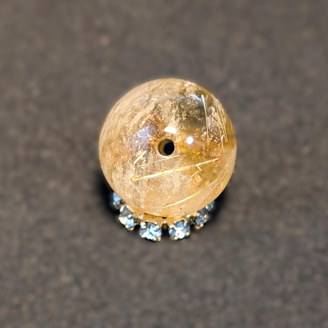 一点物 キャッツアイ効果 タイチンルチル 10ミリ 粒売り 貫通穴あり ギフト