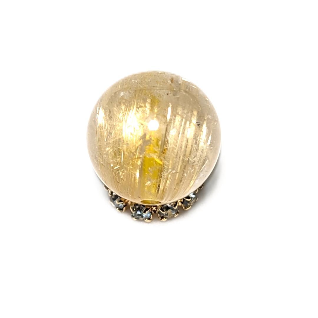 一点物 キャッツアイ効果 タイチンルチル 10ミリ 粒売り 貫通穴あり ギフト